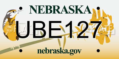 UBE127 Nebraska License Plate