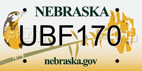 UBF170 Nebraska License Plate
