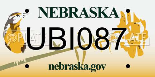 UBI087 Nebraska License Plate