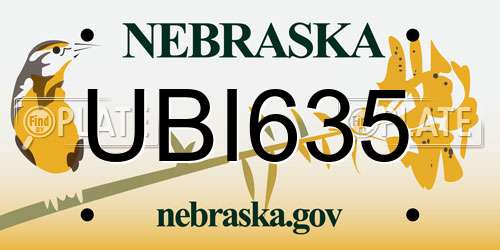 UBI635 Nebraska License Plate