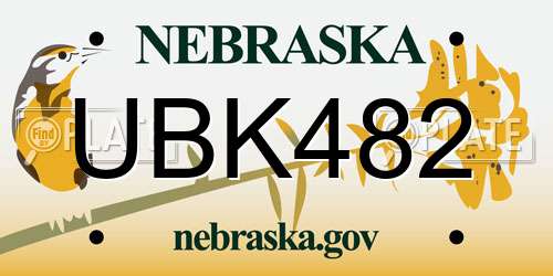UBK482 Nebraska License Plate