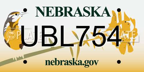 UBL754 Nebraska License Plate