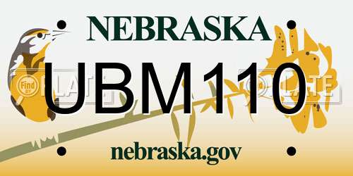 UBM110 Nebraska License Plate