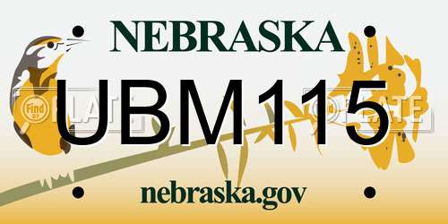UBM115 Nebraska License Plate