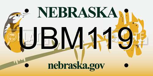 UBM119 Nebraska License Plate