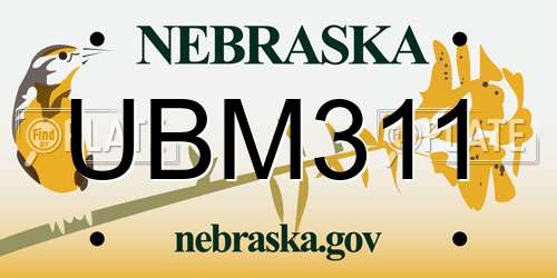 UBM311 Nebraska License Plate