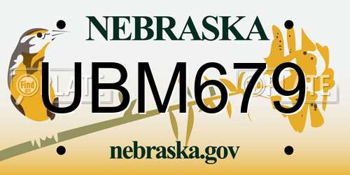UBM679 Nebraska License Plate