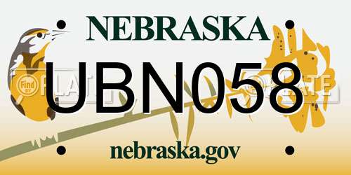 UBN058 Nebraska License Plate