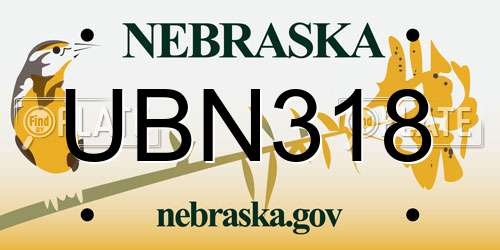 UBN318 Nebraska License Plate