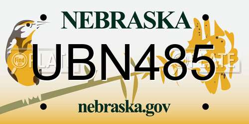 UBN485 Nebraska License Plate