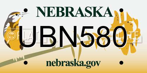 UBN580 Nebraska License Plate