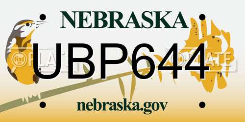 UBP644 Nebraska License Plate