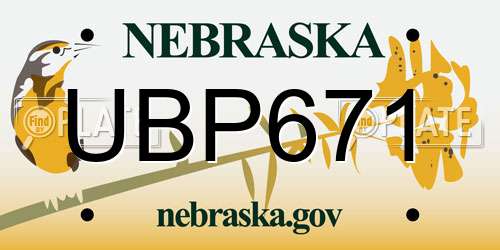 UBP671 Nebraska License Plate