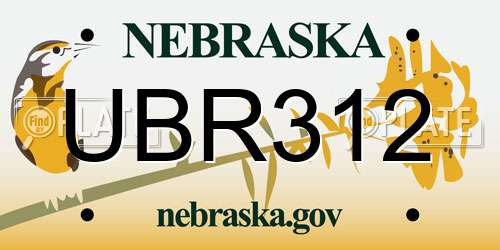 UBR312 Nebraska License Plate