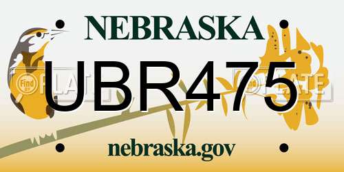UBR475 Nebraska License Plate