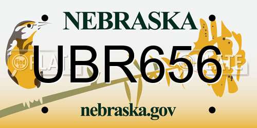 UBR656 Nebraska License Plate