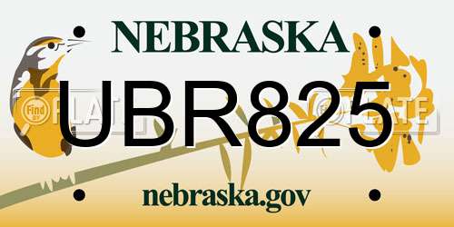UBR825 Nebraska License Plate