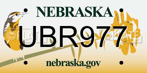 UBR977 Nebraska License Plate