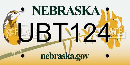 UBT124 Nebraska License Plate