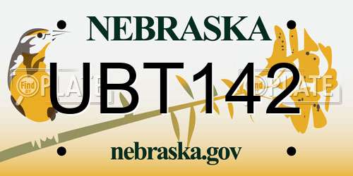 UBT142 Nebraska License Plate
