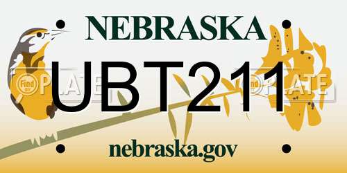 UBT211 Nebraska License Plate