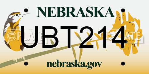UBT214 Nebraska License Plate