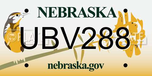 UBV288 Nebraska License Plate