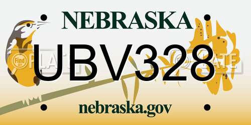 UBV328 Nebraska License Plate