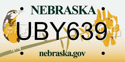 UBY639 Nebraska License Plate