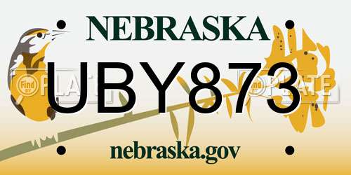 UBY873 Nebraska License Plate
