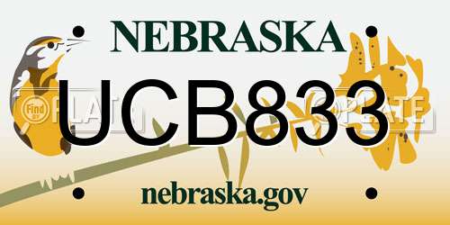 UCB833 Nebraska License Plate
