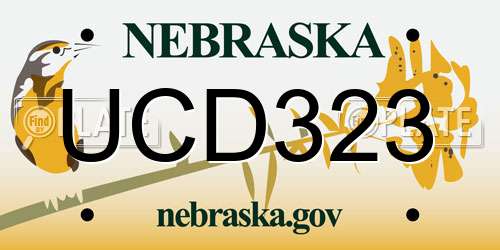 UCD323 Nebraska License Plate