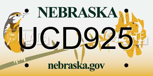UCD925 Nebraska License Plate