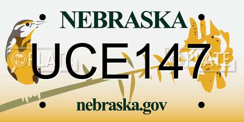 UCE147 Nebraska License Plate