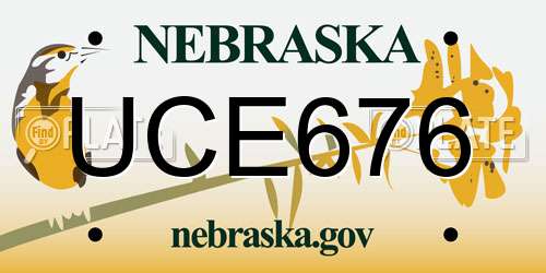 UCE676 Nebraska License Plate