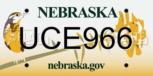 UCE966 Nebraska License Plate