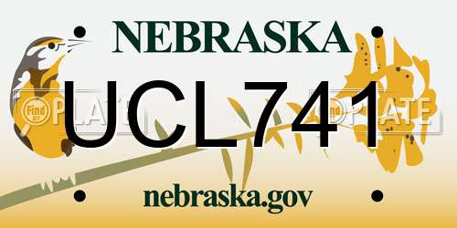 UCL741 Nebraska License Plate