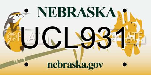 UCL931 Nebraska License Plate