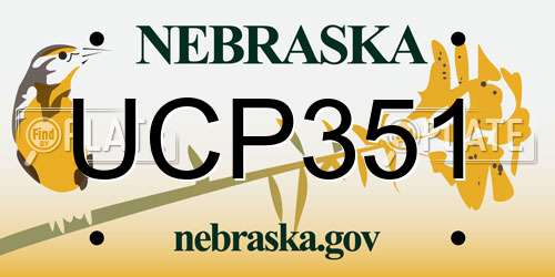 UCP351 Nebraska License Plate