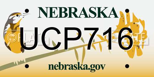 UCP716 Nebraska License Plate