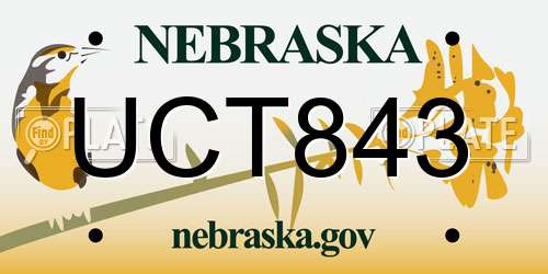 UCT843 Nebraska License Plate