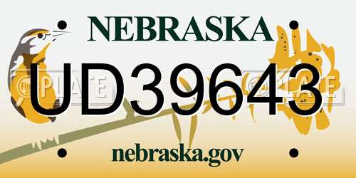 UD39643 Nebraska License Plate