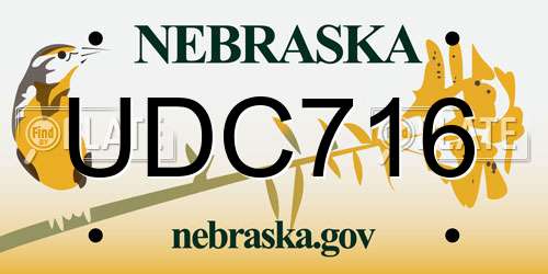 UDC716 Nebraska License Plate