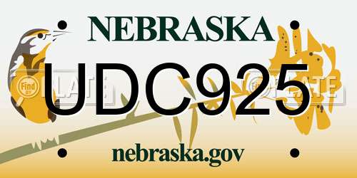 UDC925 Nebraska License Plate