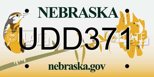 UDD371 Nebraska License Plate