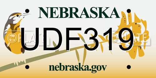 UDF319 Nebraska License Plate