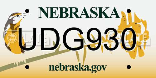 UDG930 Nebraska License Plate