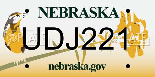UDJ221 Nebraska License Plate