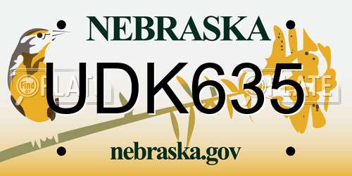 UDK635 Nebraska License Plate