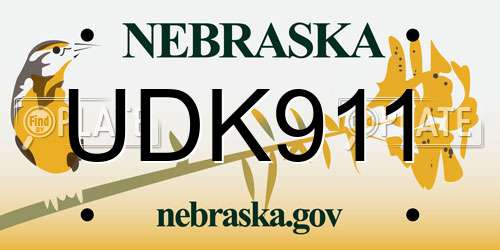 UDK911 Nebraska License Plate